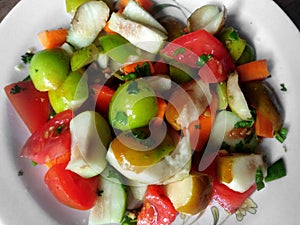 Indian Jujube fruit ripe salad on plate. Delicious seasonal food in Bangladesh.Â 